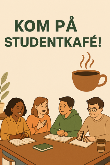 KI generert bilde av studenter som sitter sammen på en kafe.