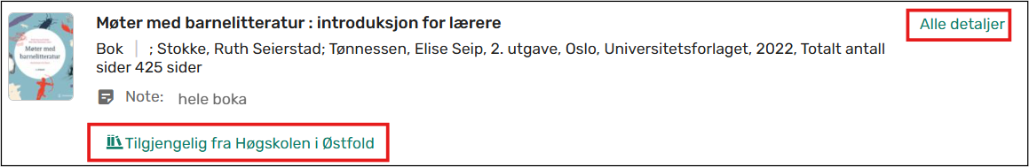 Skjermbilde av en referanse i en litteraturliste
