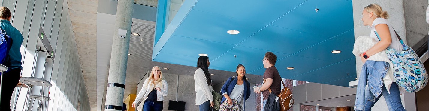 Students in entrance hall at Campus Remmen