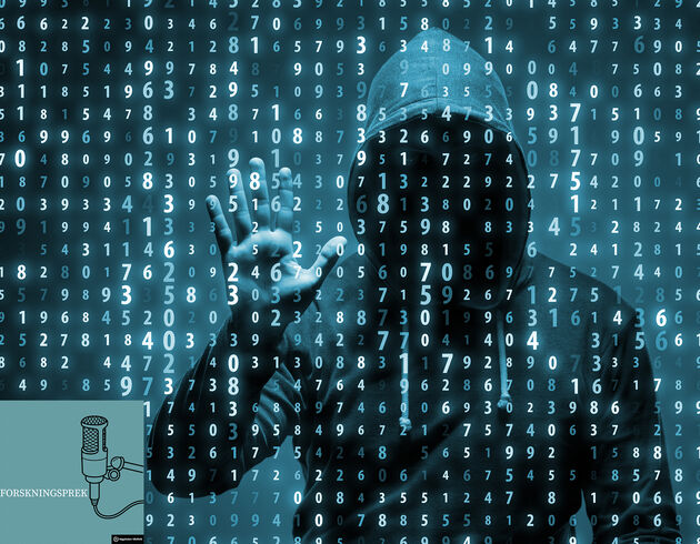 Bildet viser omriss av en person og rekker av digitale 