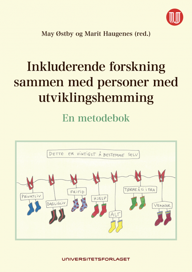 Forsiden til boka: Inkluderende forskning sammen med personer med utviklingshemming. En metodebok.