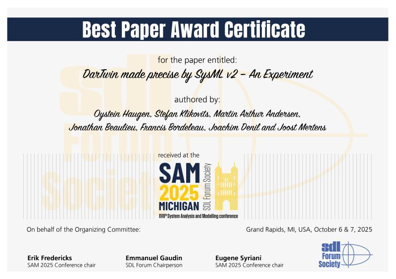 Certificate of best paper award