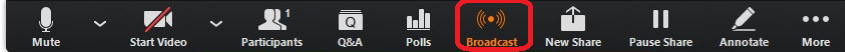 Trykk på "Broadcast"