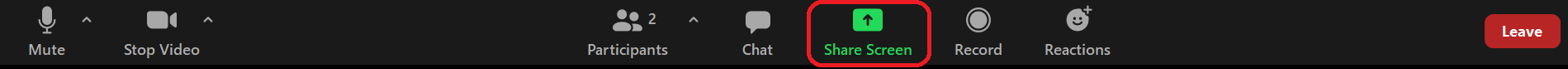 Trykk på "Share screen"