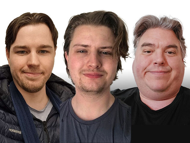 De tre prosjektdeltakerne Magnus Holthe, Herman José Bernabé og Thomas Smith Mathisen.