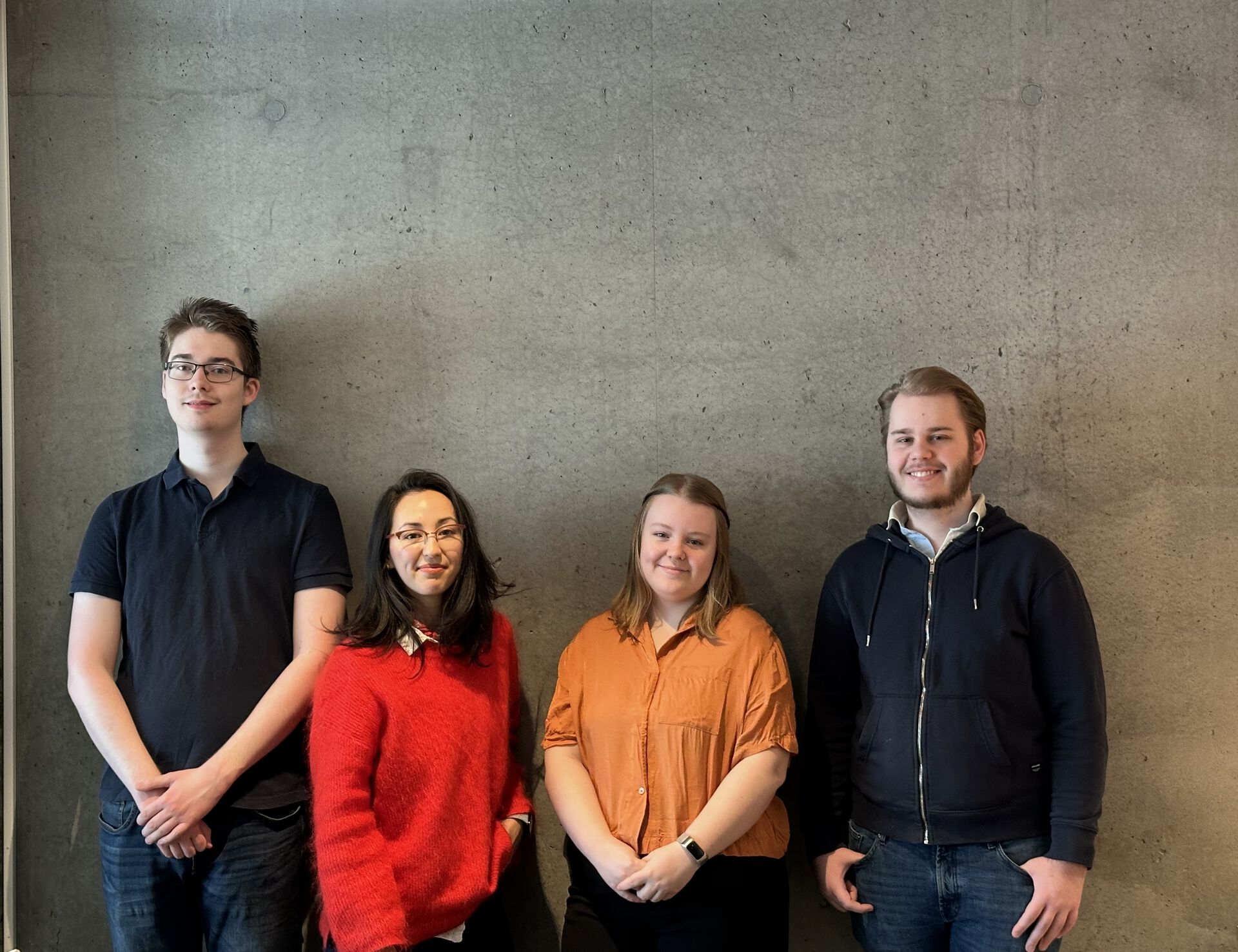 Fra venstre mot høyre: Martin Malo Treseng, Andrea Setio Nilsson, Anine Celina Knudsen, Eirik Renè Stensland Rasmussen
