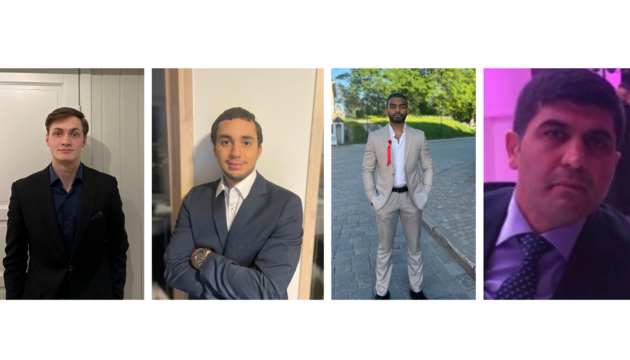 Fra venstre mot høyre  Alexander Bredal-Kvivesen, Abdelkader Adam Niane, Saruushan Srimohan, Sirvan Chalabi
