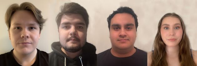 Fra venstre mot høyre: Oscar Kanstad Frisell, Djuneid Gubadag, Arien Djazirehie, Mina Melissa Martin