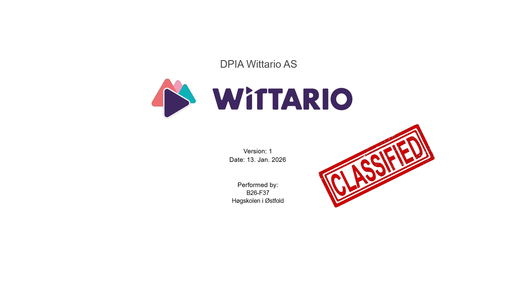 Bildet viser en forside der det er merkelagt "CLASSIFIED"