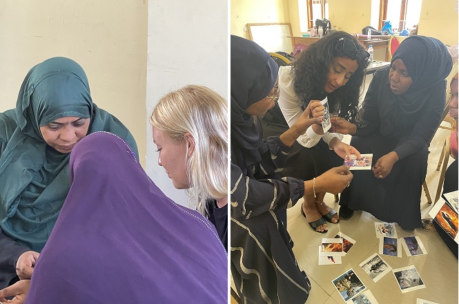To different photos showing students working together