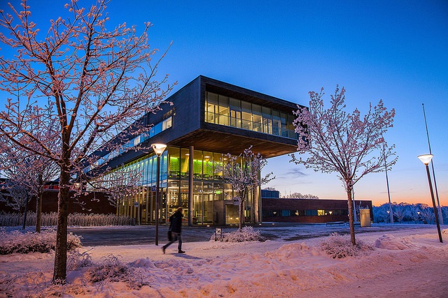 Østfold University College in winter