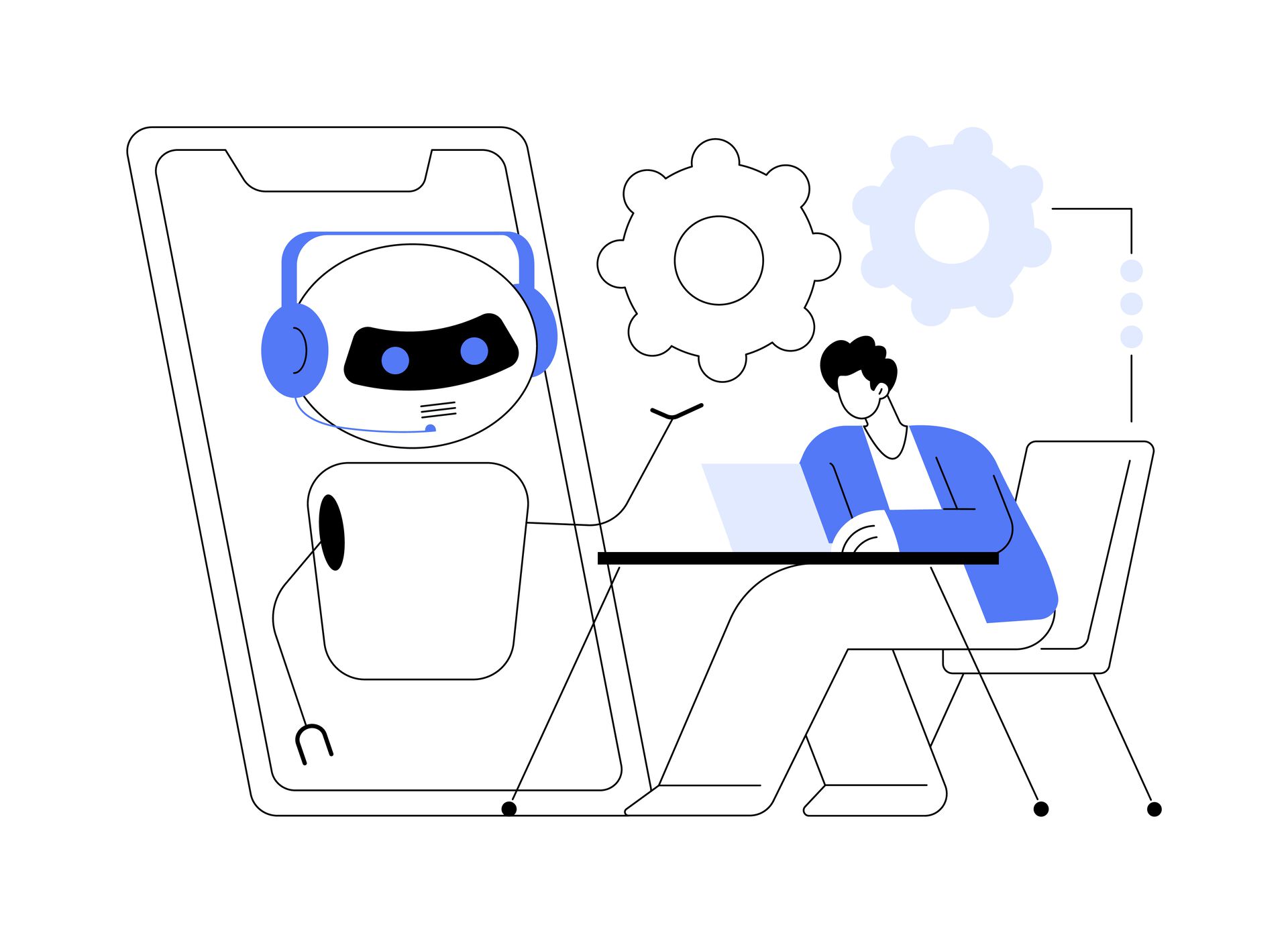 Illustrasjon av samspill mellom KI chatbot og student