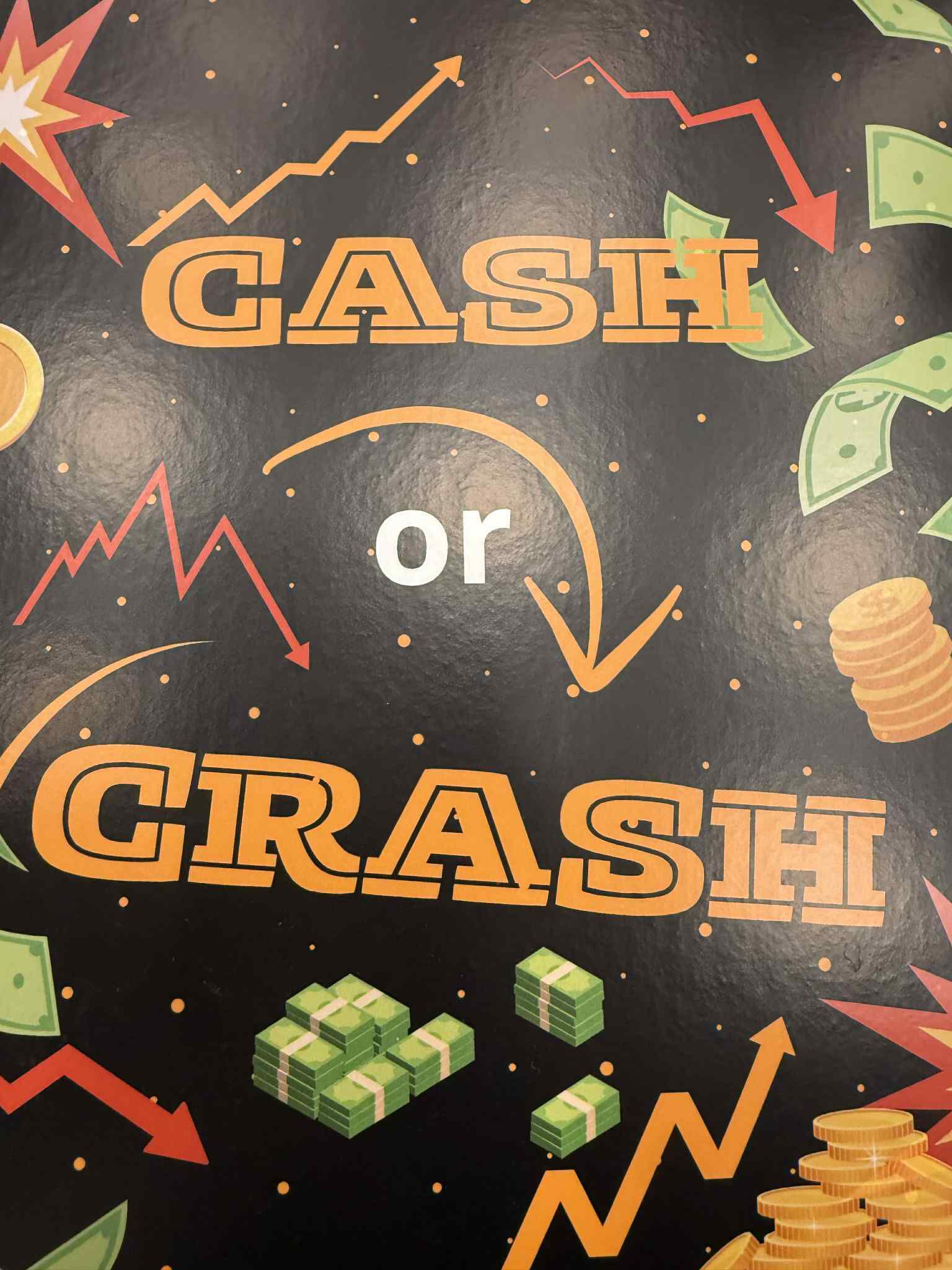 Bildet viser brettspillet Cash or Chrash.