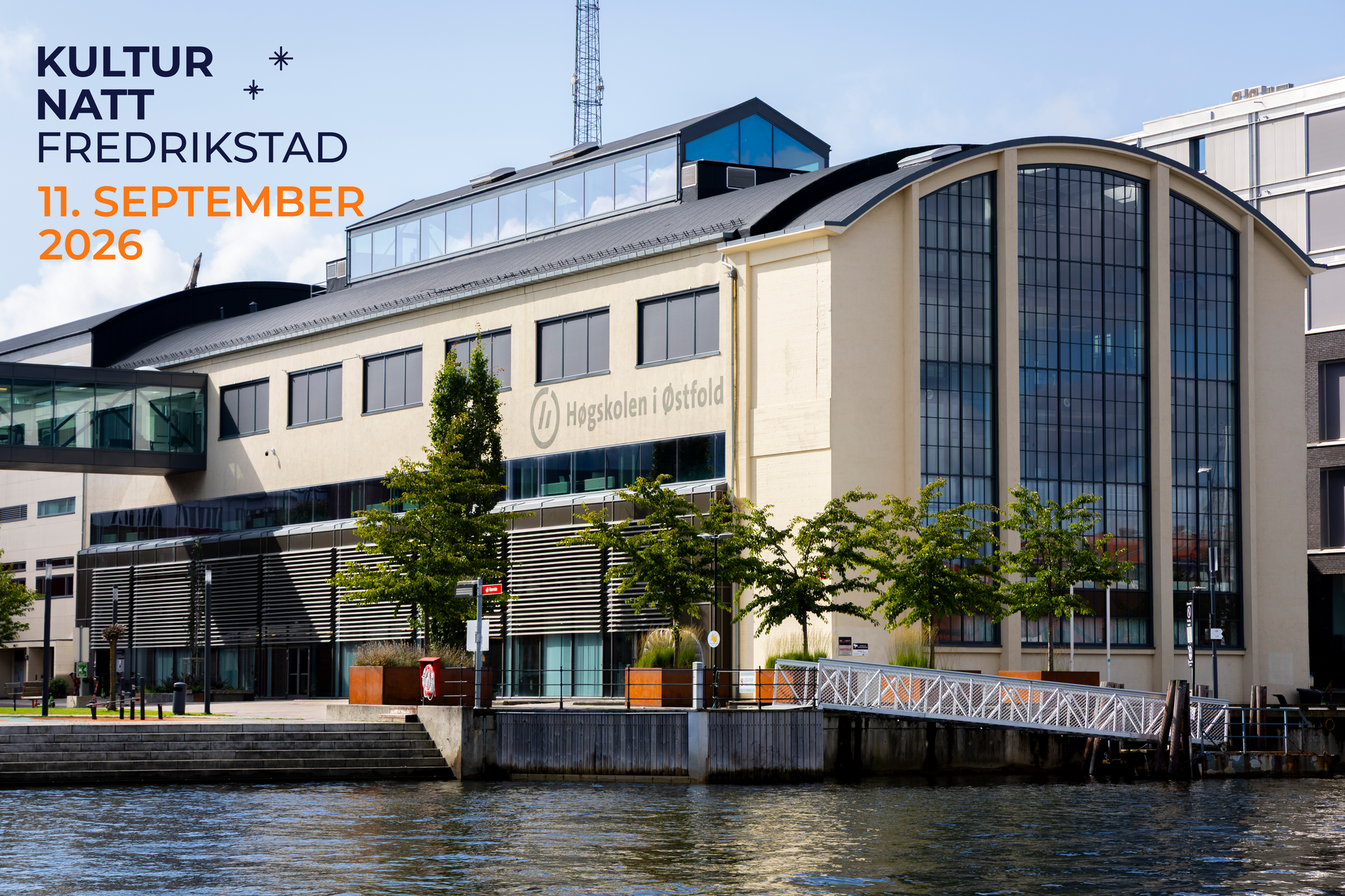 Bildet viser studiested Fredrikstad med Kulturnatt logo