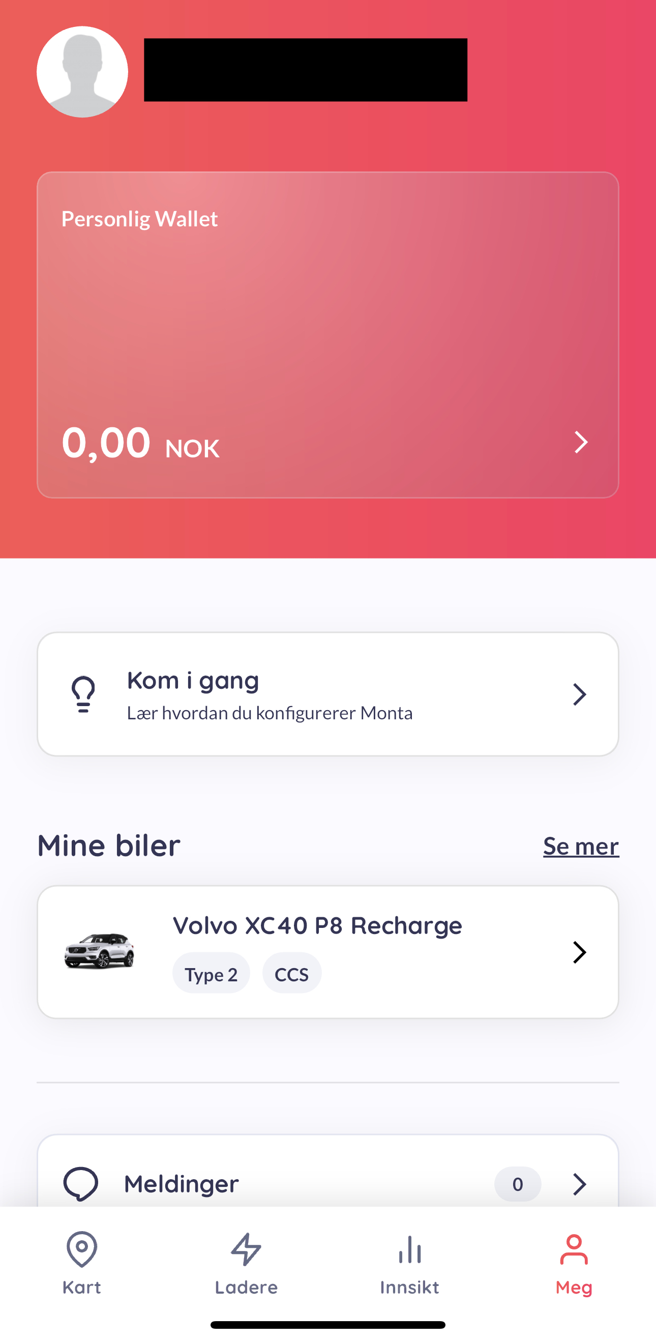 Skjermbilde appen Monta - Innstillinger