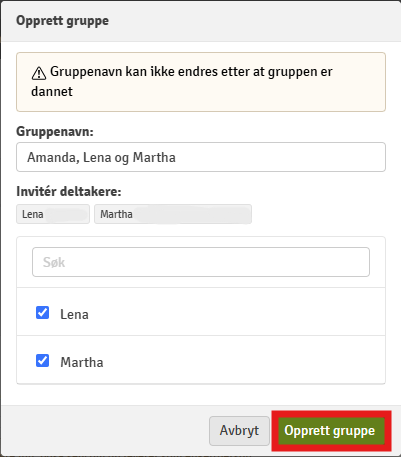 Lagg gruppenavn og inviter medlemmer