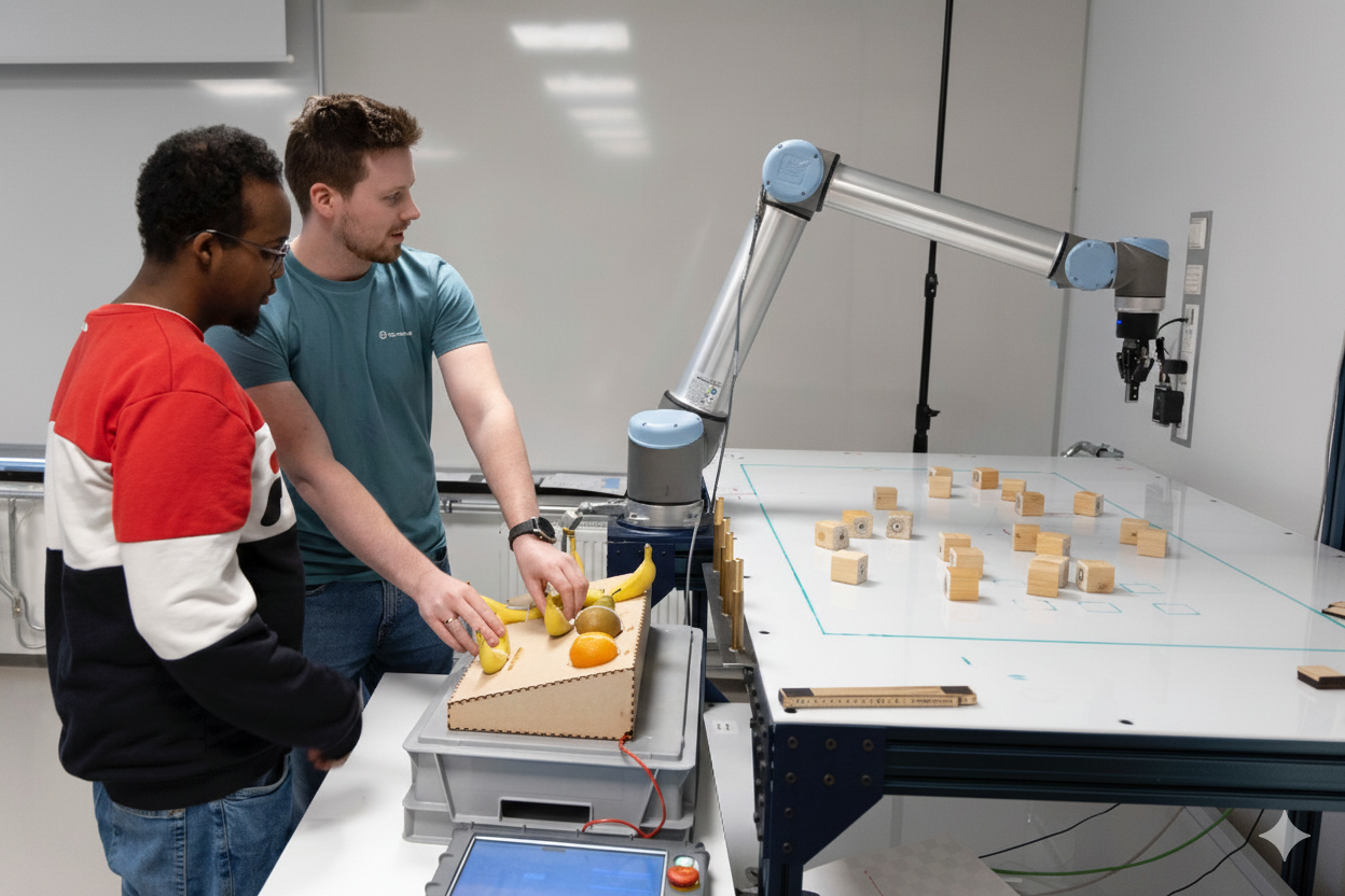 To studenter tester robot i robotlab