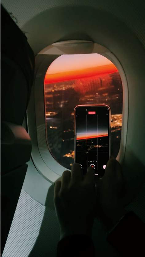Solnedgang flyvindu mobil