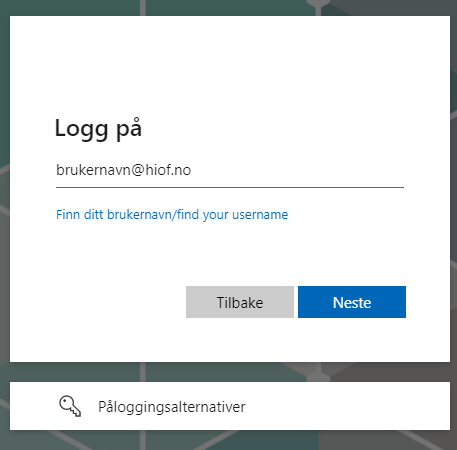 Bilde som viser påloggingskjermbilde gjennom Microsoft