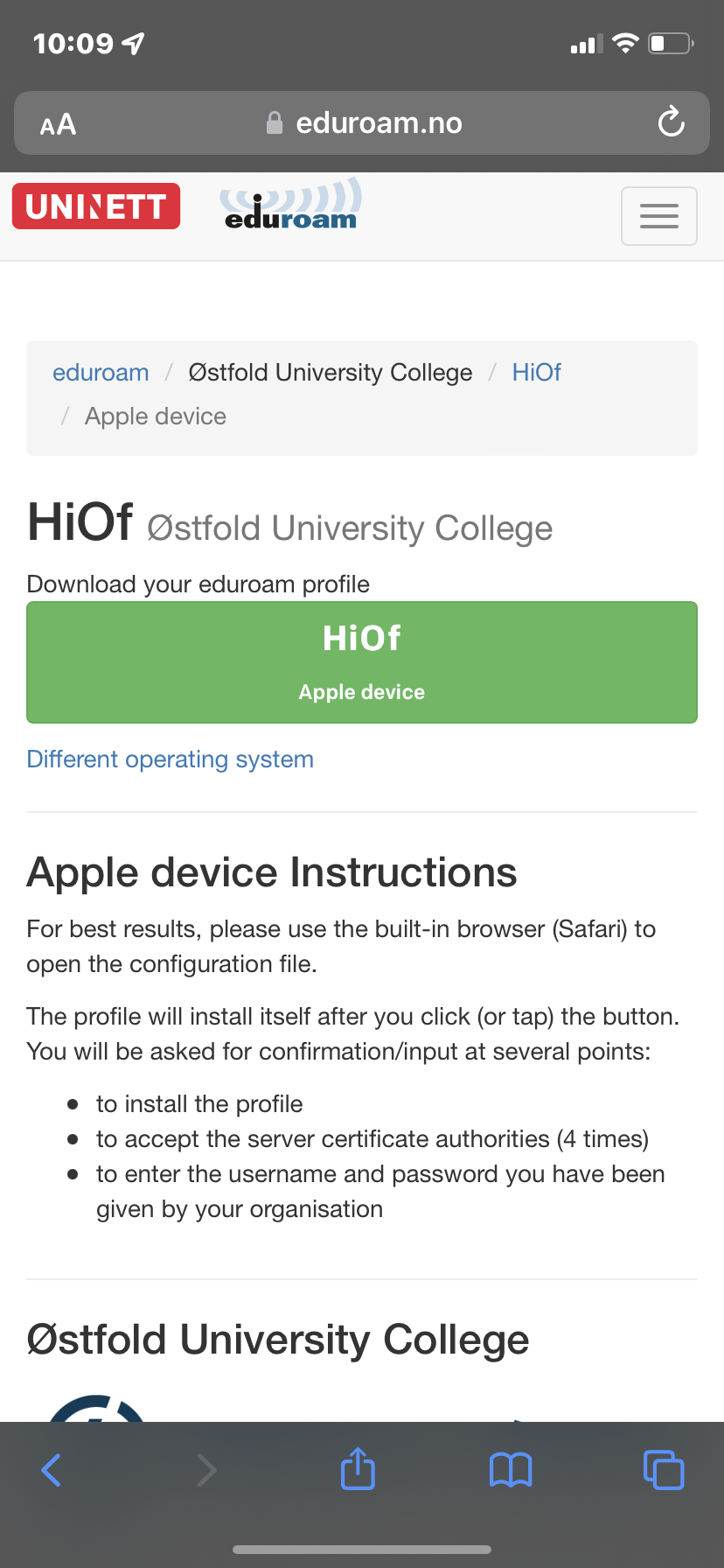 Bilde som viser nedlastningsknappen for Apple device