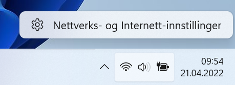 Bide som viser "Nettverks- og internett-innstillinger"