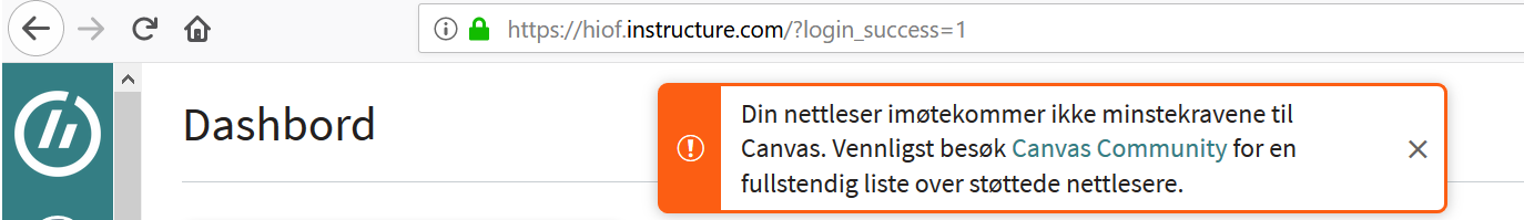 Din nettleser imøtekommer ikke minstekravene til Canvas ...