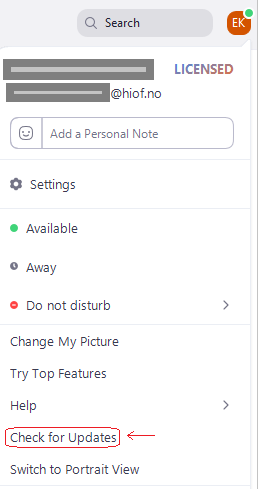 Zoom - check for updates
